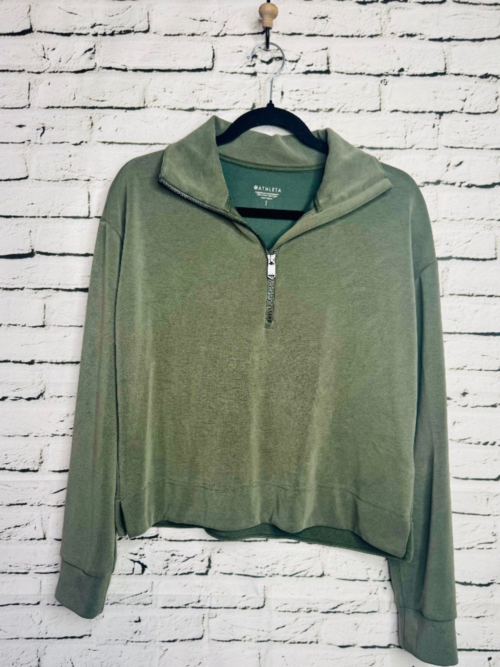 Athleta quarter-zip pullover- sage/olive green.
